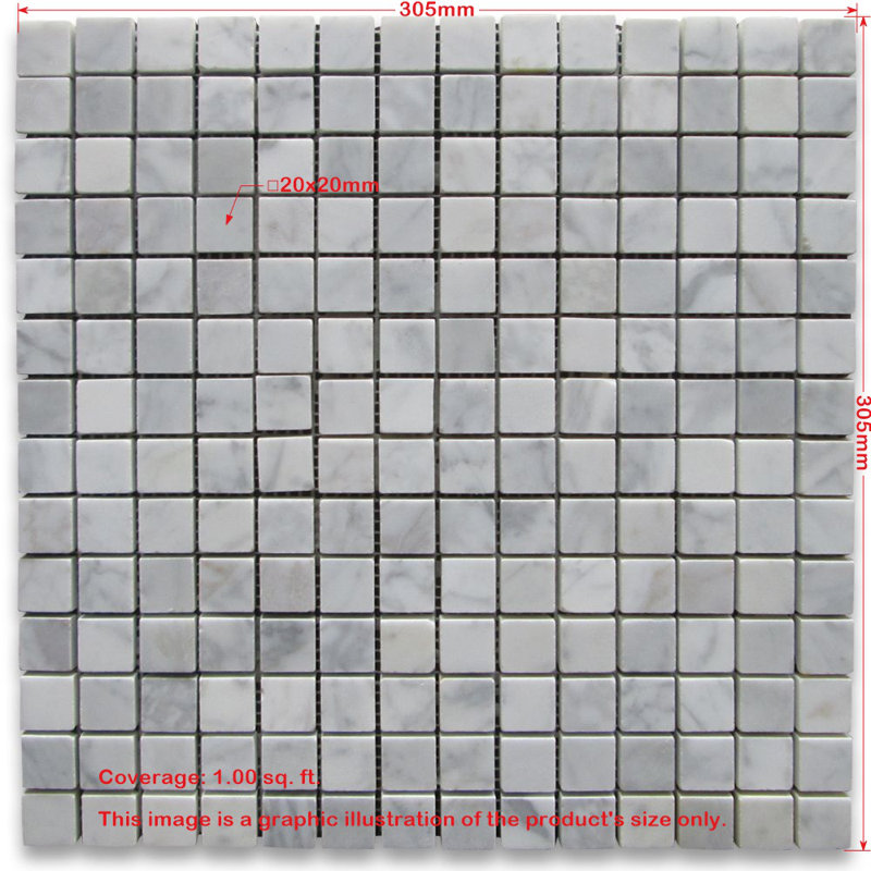 Calacatta 12" x 12" Marble Mosaic Tile, White/Gray