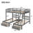 Full Over Twin & Twin Bunk Bed, Triple Bunk Bed With Drawers