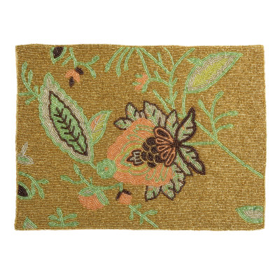 Light Gold Placemat Floral Motif