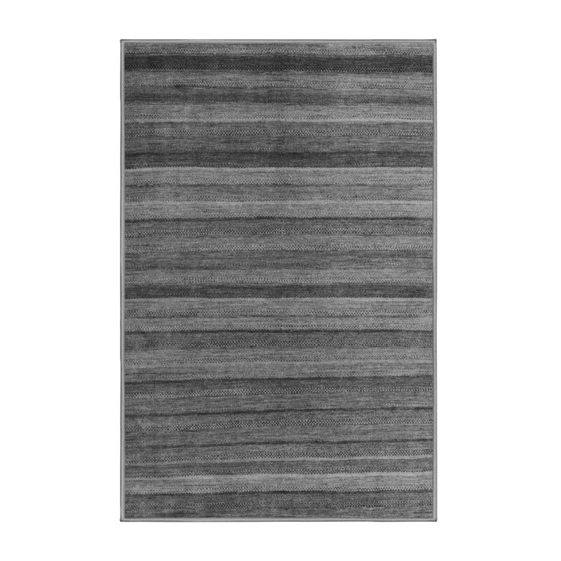Tapis gris tissé à la machine Chisem, Rectangle 7 pi x 9 pi