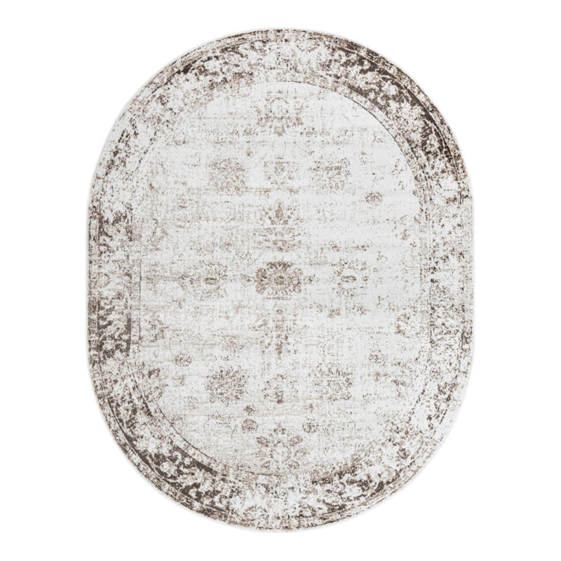 Tapis Brandt, Ovale 7 pi 10 po x 10 pi, Non, Beige /Brun clair