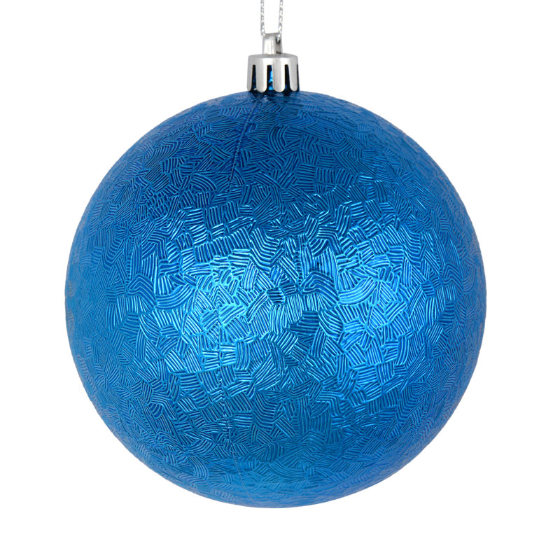 Ornement boule brossée 6 / paquet, Bleu
