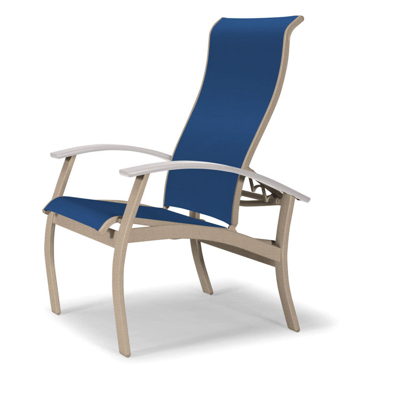 Chaise de patio Askar, Blanc, Cobalt 35D Sunbrella®, Désert texturé