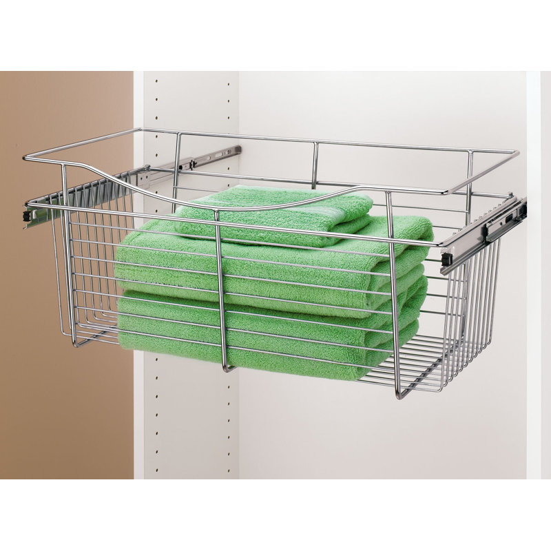 Panier de garde-robe l 24 po pour systèmes de garde-robe personnalisés, Chrome, H 11 po x l 24 po x P 14 po