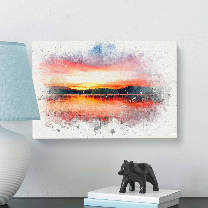 Sunset Over Lake Windermere in Abstract - Wrapped Canvas, 50 cm H x 76 cm W