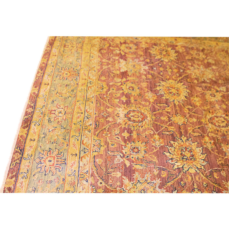 Hand Knotted Wool Area Rug in Red