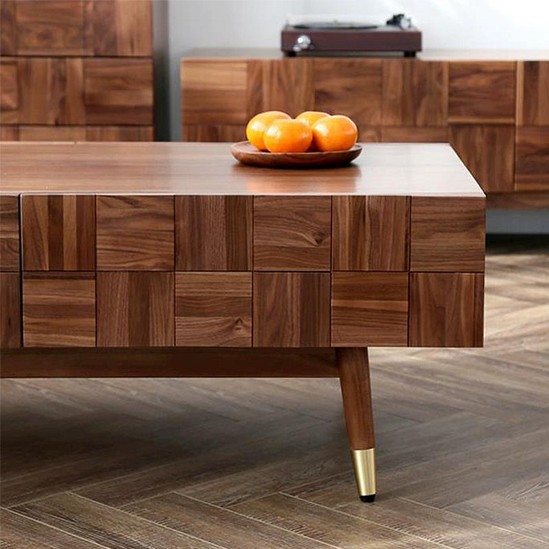 Table basse moderne en bois avec rangement minimaliste, H 15,75 po x L 51,18 po x l 23,62 po