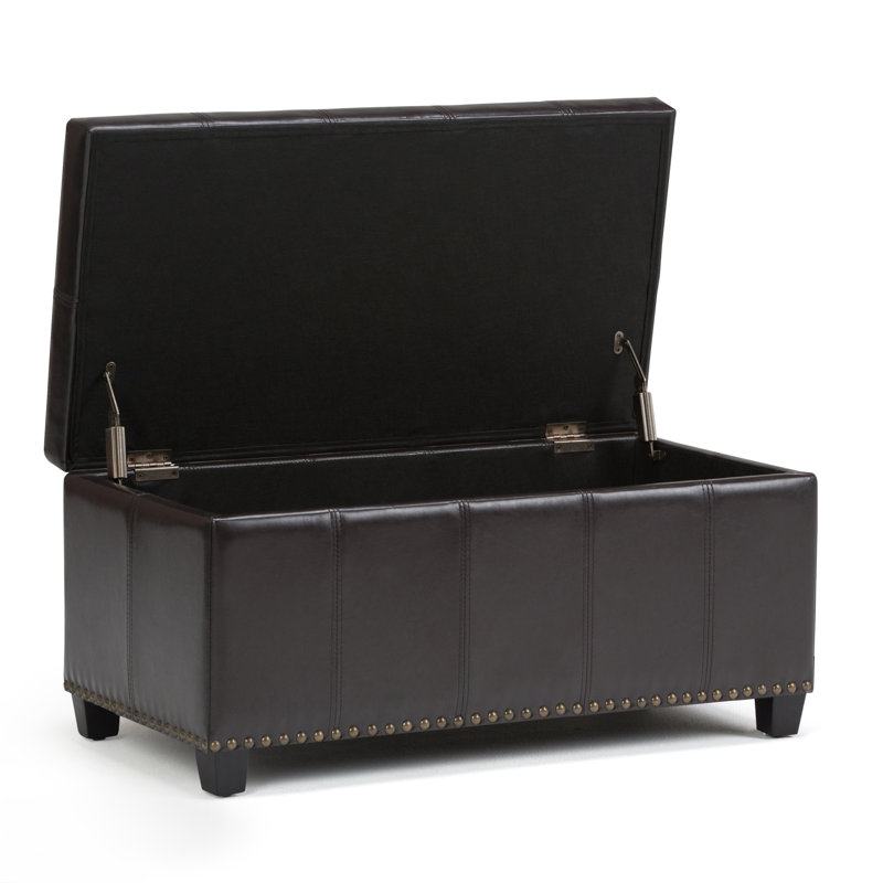 Banc de rangement avec repose-pieds de rangement rectangulaire en cuir végétalien et rembourré avec mousse à haute densité Amelia