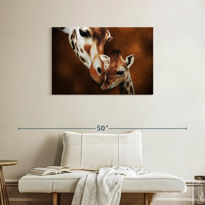 Brampt mère et bébé girafe, H 24 po x l 36 po