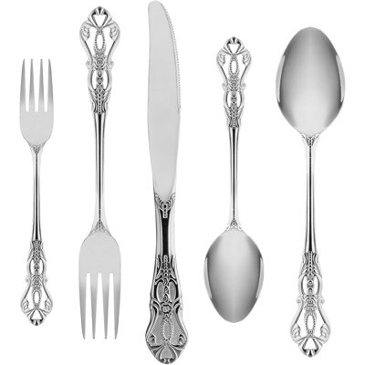 20-Piece Stainless Steel Silverware Set For 4, Elegant Baroque Style Flatware Set With Mirror Finish, Includes Dinner Knives, Forks, Spoons, Dessert Forks & Teaspoons, Dishwasher Safe Cutlery Set