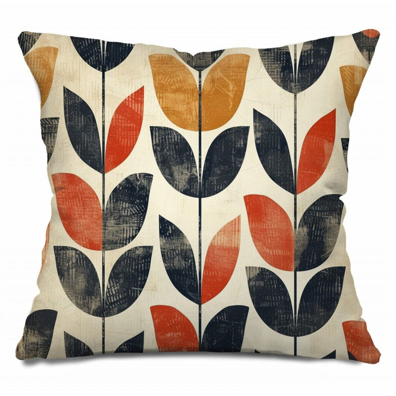 Coussin décoratif botanique, coussins rétro, H 16 po x l 16 po