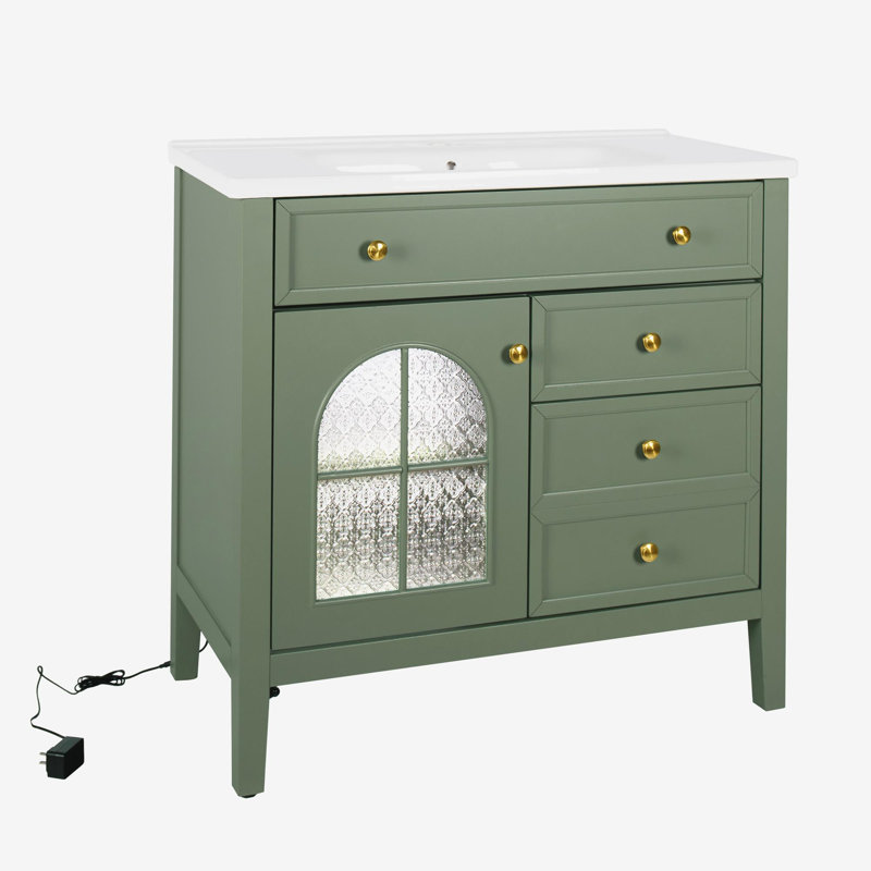 Armoire de salle de bain 35,6 ", seulement armoire, vert, Vert