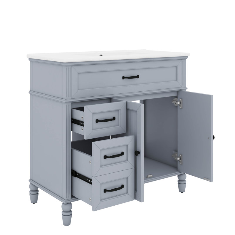 Meuble-lavabo avec tiroirs 36 po, 36 po, Gris