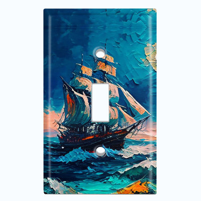 Copper Rust Patina Teal Print 1 - Gang Toggle Light Switch Standard Wall Plate