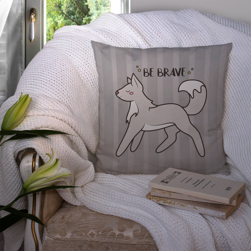 Coussin décoratif intérieur/extérieur loup, 14 po x 14 po