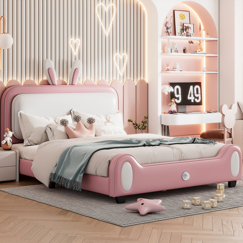 Lit plateforme en tissu d'ameublement, Double