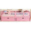 Lit plateforme simple TG en rose, garde-corps pleine longueur, rangement spacieux, conception centrée rose, garde-corps, tiroirs de rangement-1000204670