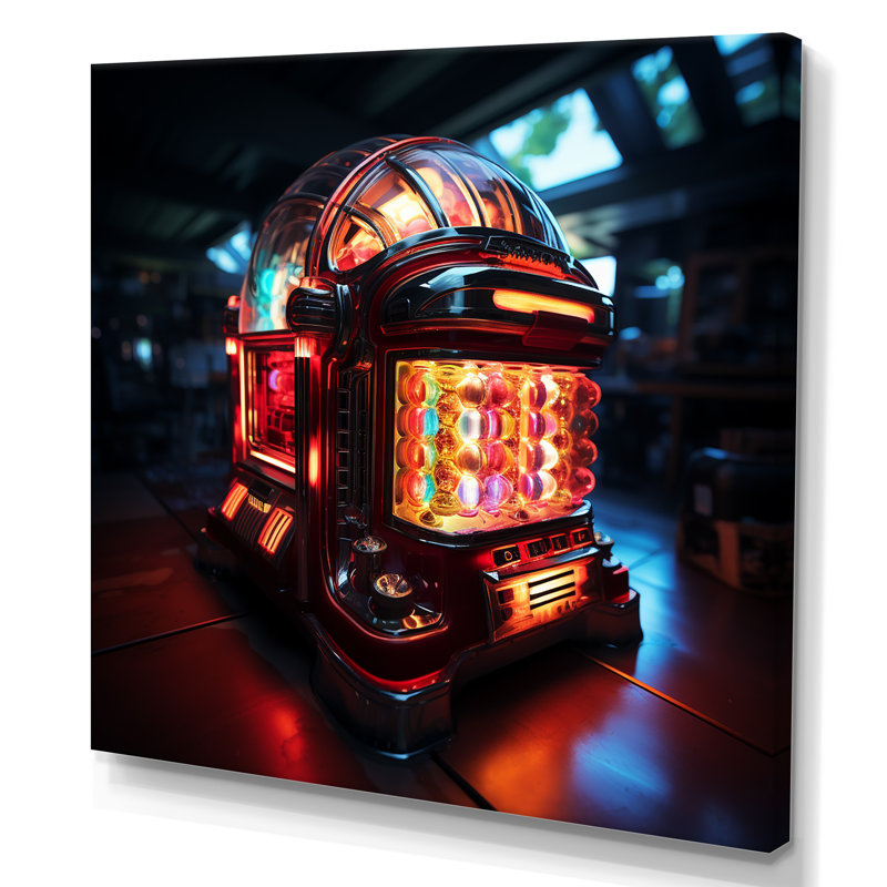 Red Soundtrack Symphony Jukebox Melody - Jukeboxes, art mural, Toile tendue, 30" H x 30" W