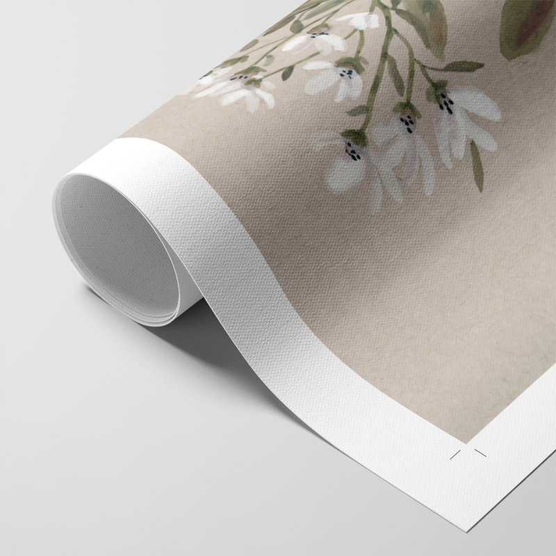 Tige florale blanche I - Impression sur toile seulement - NON-CADRE, H 18 po x l 12 po