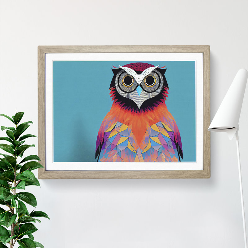 XH1022-8708X Supreme Owl - Single Picture Frame Print, 25cm H x 34cm W x 2cm D, Oak