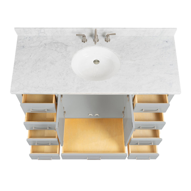 Ensemble de meuble-lavabo simple 54 po Cambridge, Gris / nickel brossé
