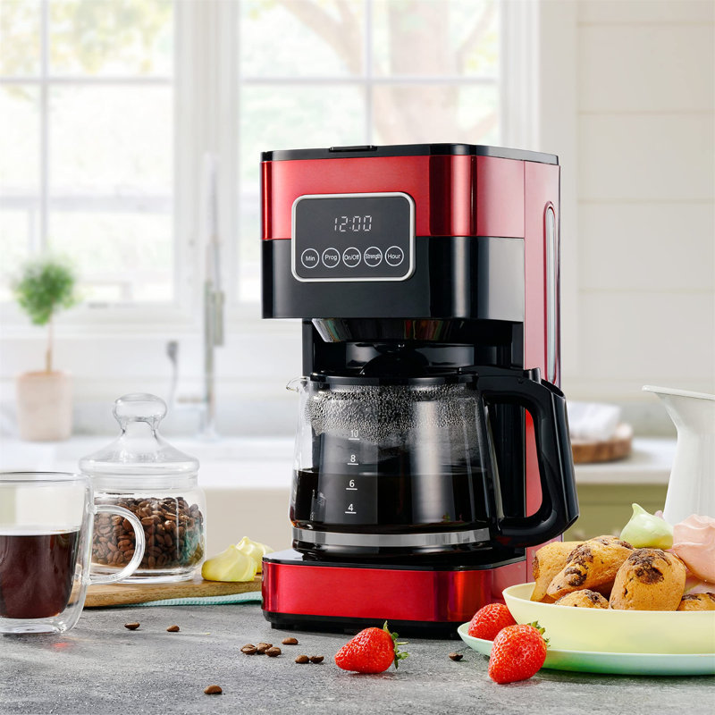 Nbarthome 10-Cup Coffee Maker, Red