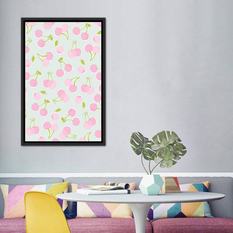 «Fruit Fizz II» par Angela Nikeas - impression d'art graphique, H 60 po x l 40po x P 1,5 po, Toile avec cadre noir