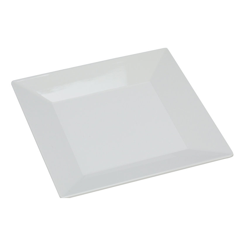 Assiette plate Rome and Yanco Melamine, Blanc, H 1,75 po x l 14 po x L 14 po