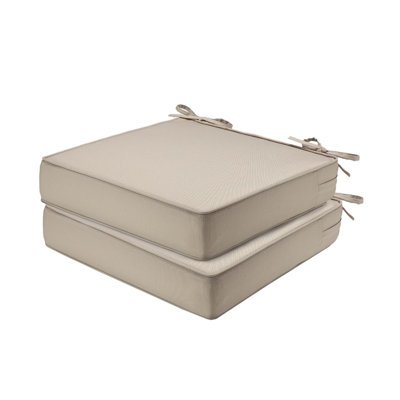 Ensemble de 2 coussins de chaise de patio imperméables et confortables - Kaki - Taille: 22 * 22 * 4 pouces
