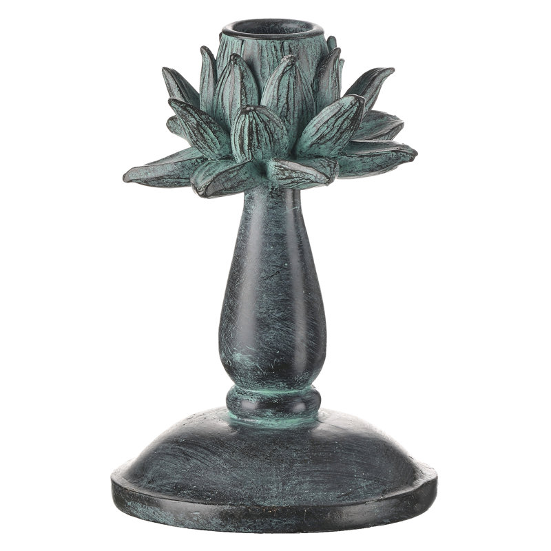 Bougeoir de table en résine, Verdigras, H 5,63 po x l 3,86 po x P 3,86 po
