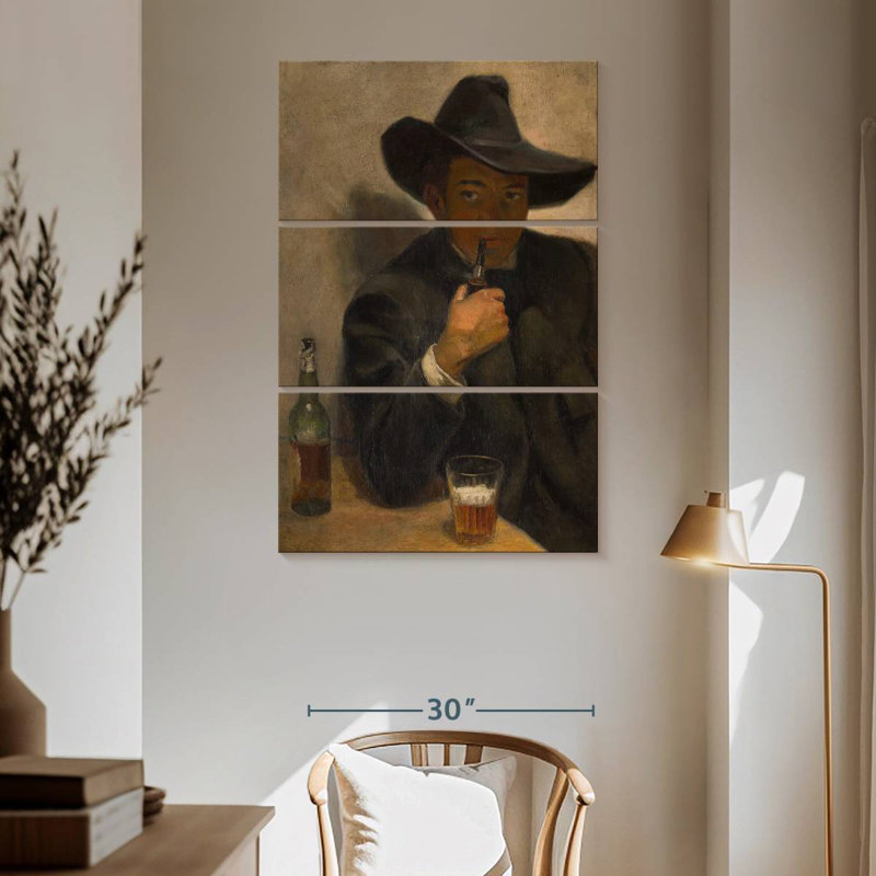Autoportrait Leisha avec chapeau à larges bords, H 65 po x l 42 po