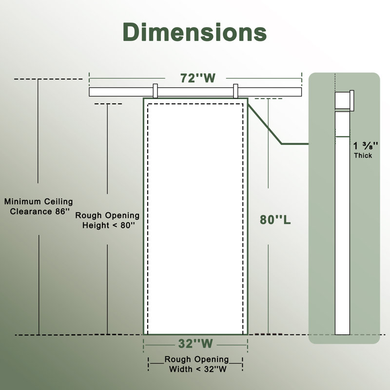 White Primed Glass Mirrored And Solid Wood With Installation Hardware Kit Barn Door(No Assembly Required), 32" x 80"