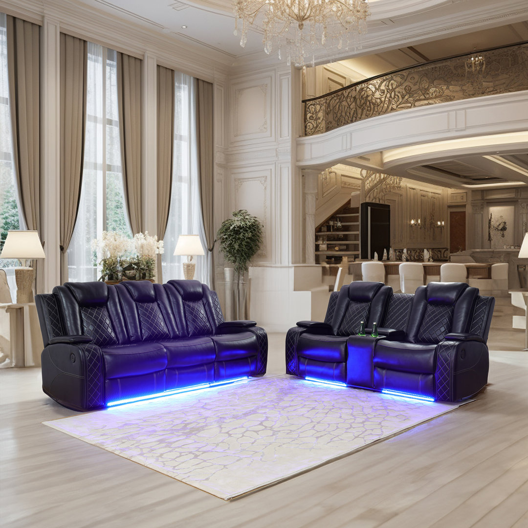 Carmeron 2 - Piece Movie Theater Recliner Set with LED Light Wade Logan®