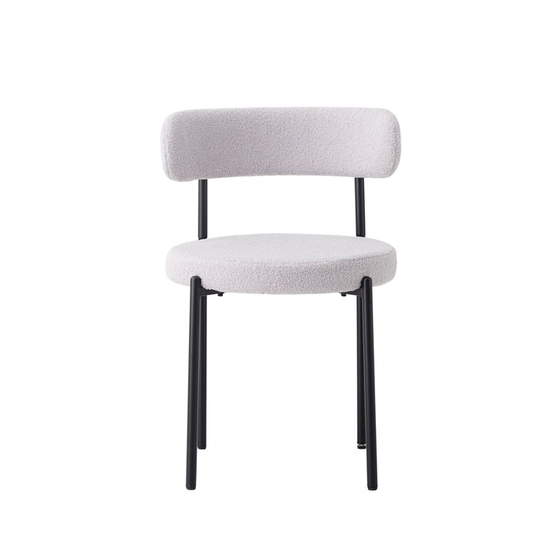 50cm H Cotton Blend Upholstered Metal Side Chair, Gray, 4