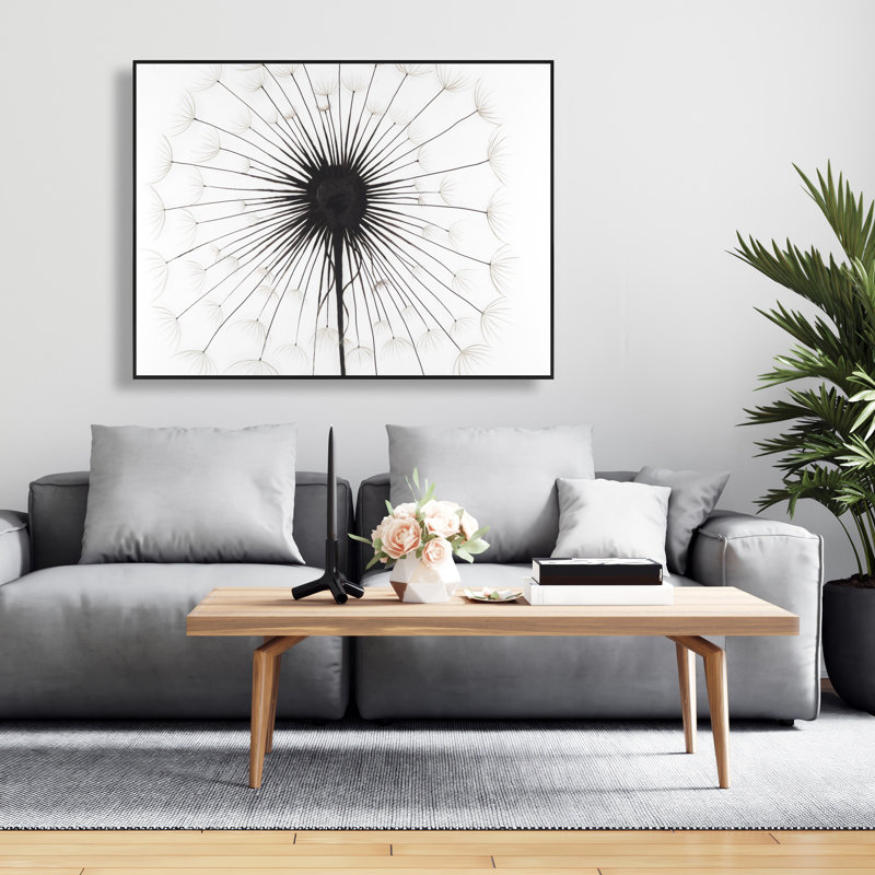 Toile avec cadre noir pissenlit noir | Décoration intérieure