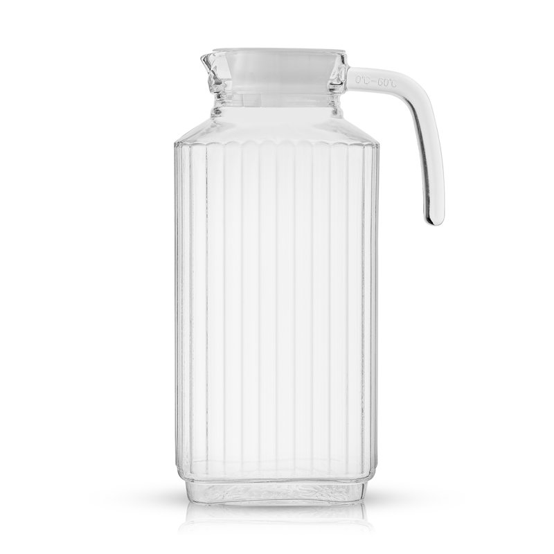 Brightware Glass Pitcher with 2 Lids - 56 oz , 10" H x 3.42" W