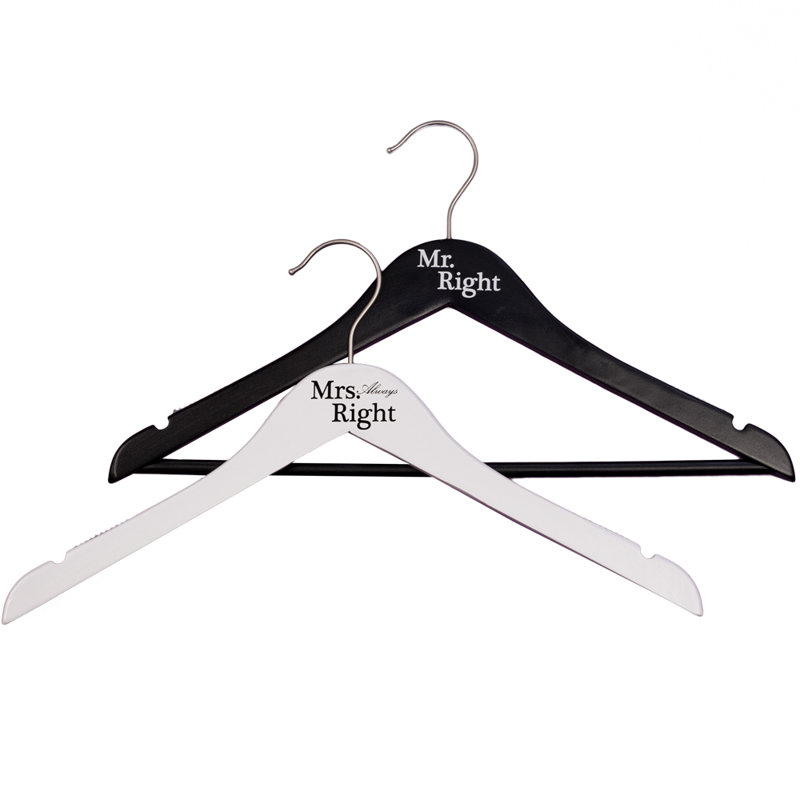 Ensemble de 2 crochets en bois Mr. Right et Mme Always Right pour costume / manteau