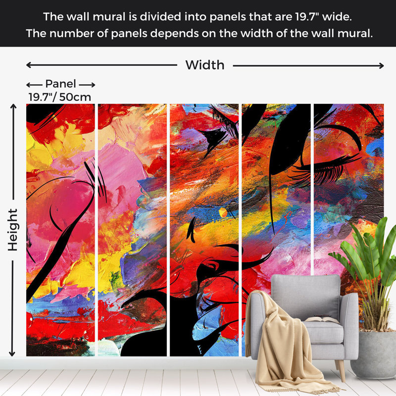 Papier peint abstrait - histoire d'amour, L 110 po x l 157 po