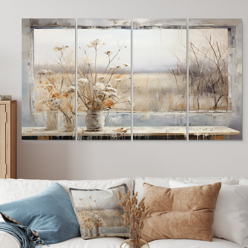 «Winter Meadow View Calmness III - Meadow», art mural 4 pièces, H 28 po x l 48 po