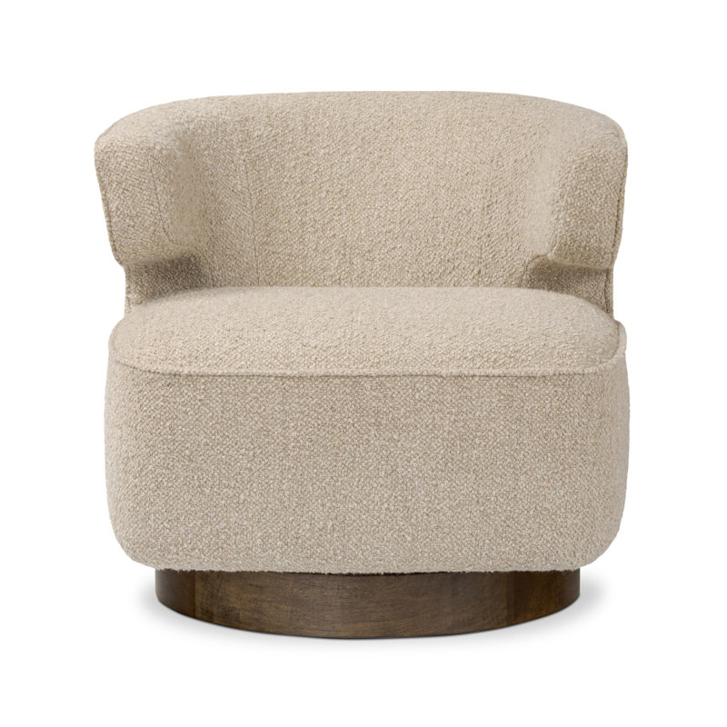 DOTTIE Swivel Barrel Chair, Berber Oatmeal Linen Blend