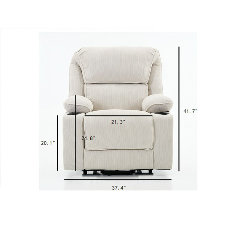 Fauteuil inclinable à télécommande chauffant et chauffant, Ivoire ivoire