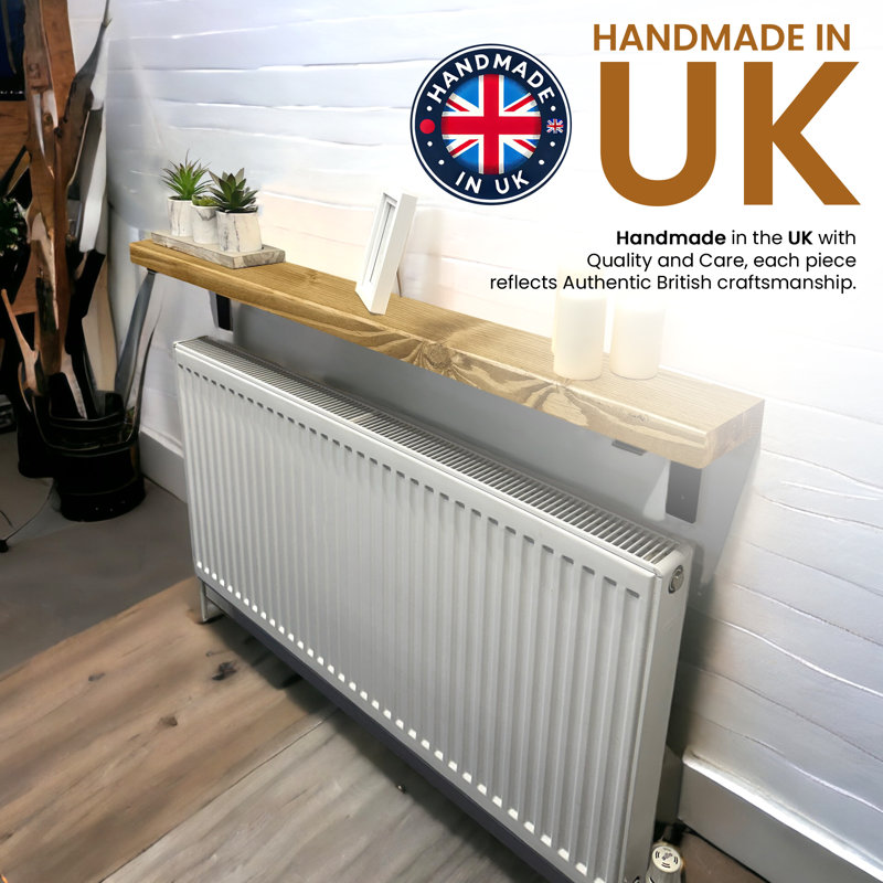 Ryesha Wood Radiator Shelf, 4.5cm H x 110cm W x 14.5cm D, Dark Oak