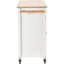 Chariot pour îlot de cuisine 54,3 po avec plateau en bois massif, armoire à 4 portes, 2 tiroirs, porte-épices et serviettes, roues verrouillables, blanc-2082587665