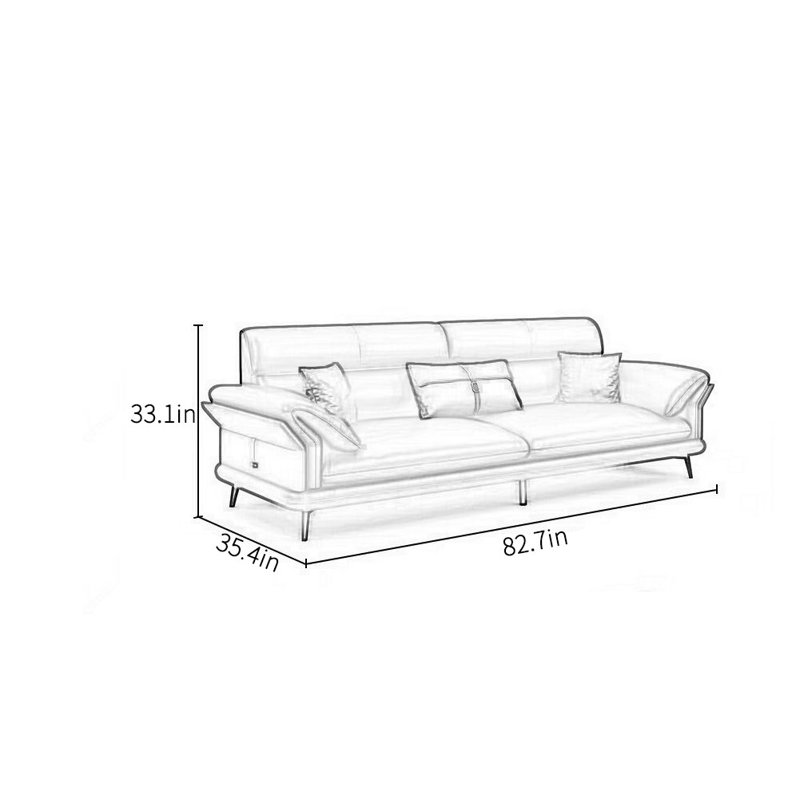 Canapé de réception simple de style italien, H 33,1 po x l 82,7 po x P 35,4 po