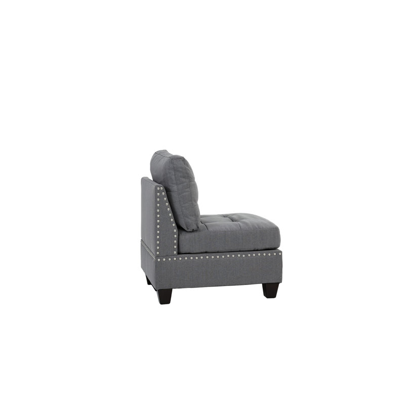 3Pc Modular In Gray With Linen-Like Fabric And Wood Frame Chairs Soft Cover & Construction