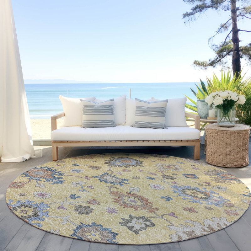 Machine Washable Indoor/Outdoor Segin ACN1218 Rug, Round 8'