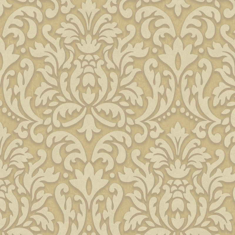 Damask Wallpaper Double Roll, Cream/Taupe