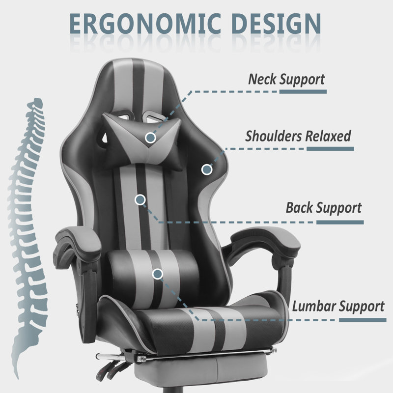 Fauteuil de jeu ergonomique pour adultes Soontrans, Gris