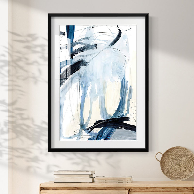 Indigo Swash II - impression encadrée, H 28,5 po x l 20,5 po, Noir