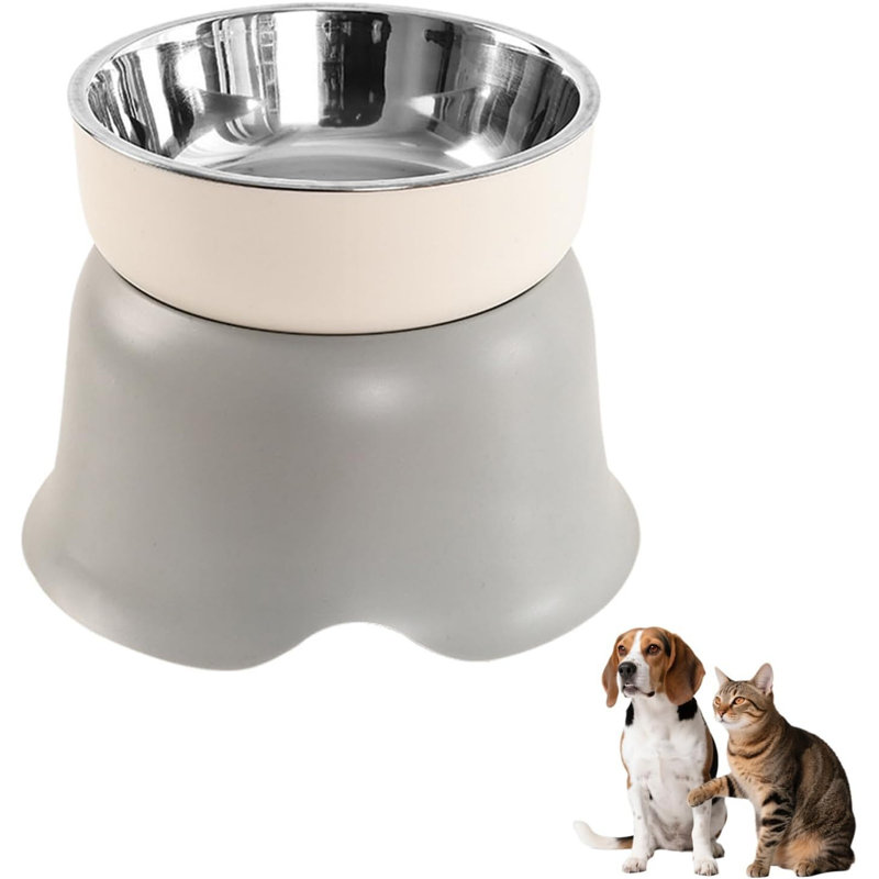 Bol surélevé pour animaux en acier inoxydable, Gris